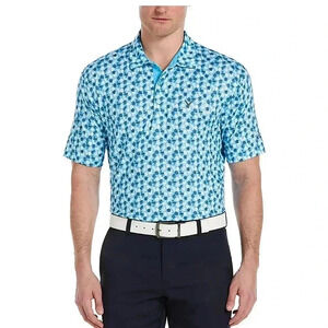 Callaway Opti Dri Mens Polo Shirt Blue XL Floral Flamingo All Over Print